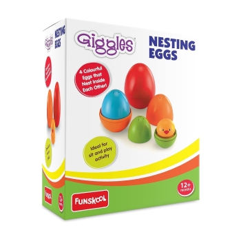Giggles Funskool Plastic Eggs Nesting Toy With A Chick,Helps To Match,Nest And Discover,12 Months&Above,Infant And Preschool Toys,Multi Color Pack of 4 Pcs