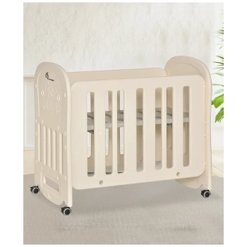 R for Rabbit Dream N Play 2-in-1 Cot with Rocking Base & 360° Wheels with Brakes - Beige