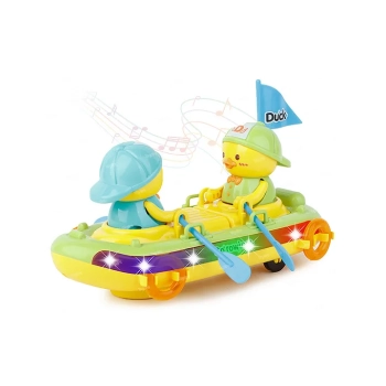 Rowing Boat Toy for Kids with Paddling Action Cute Duck Characters Music and Lights Battery-Powered?