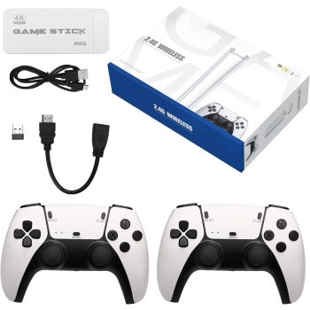 Retro Gaming Console with Game Stick, 1080p HD, Plug & Play TV Video Game Set for 2 Player, 2.4G Wireless, 10 Emulators, 2400