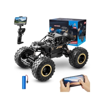 1:16 Scale Remote Control Monster Car with 720p Camera, 2WD All Terrain RC Rock Crawler Car for Kids Boys Alloy Body Stunt Truck, Rechargeable High-Speed Off-Road Vehicle