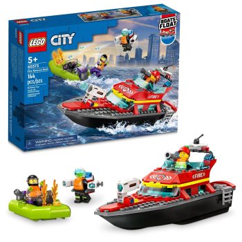 LEGO City Fire Rescue Boat 60373 Building Toy Set; Gift for Kids Aged 5 and up Who Love Hands-on Play