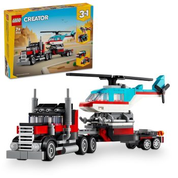 LEGO Creator Flatbed Truck with Helicopter Vehicle Toy 3in1 Set 31146