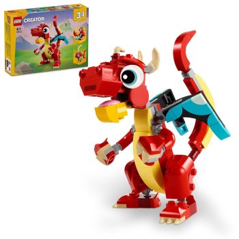 LEGO 31145 Creator 3in1 Red Dragon Toy to Fish Figure to Phoenix Model, Animal Set for Kids, Gift Idea for Boys and Girls Aged 6 and Up