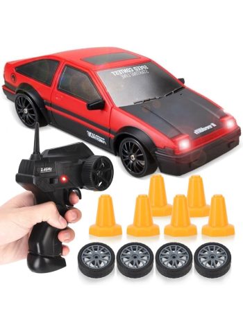 RC Drift Car, 25KM/H 4WD 2.4GHz Remote Control Cars with LED Light, Racing and 4 Drifting Wheels, 1 Rechargeable Batteries,