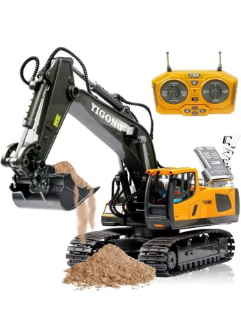 1:20 Scale New J-C-B Excavator Toy Rc Construction Toys with Metal Shovel, Lights, Sounds 2.4Ghz, Multi Color
