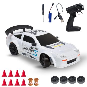 L.O.T TOYS Flare Remote Control Car | 20Kmph, 2.4Ghz | Rc Car, Remote Cars, Rc Drift Car, 4 Wheel Drive, Boost Mode, Long Range Remote, Hard Plastic Top with LED Head Light (Track White)