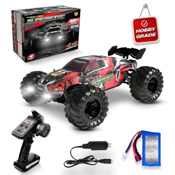 Tygatec 1:16 All Terrain Supersonic Rc Car,45 Kph High Speed Remote Control Car with 2.4 Ghz Remote Control,Electric Vehicle Off-Road Truck,4X4 Wheel Drive Rc Trucks with Rechargeable Batteries,Red