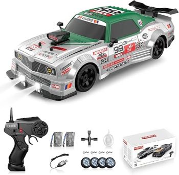 Sakeye RC Drift Car 2.4GHz 1:16 Scale 4WD High Speed Remote Control Cars Vehicle with LED Lights Two Batteries and Drifting Tires Racing Sport Toy Cars for Adults Boys Girls Kids Gift