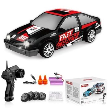 VNJ RC Drift 2.4GHz 1:24 Scale 4WD Car |15KM/H High Speed Model Vehicle LED Lights Drifting Tire Racing Sport Toy Car for Kids