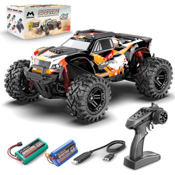 Mirana Spectre 1:10 High Speed Hobby Grade RC Car Toy for Kids & Adults up to 50 kmph - 4x4 Remote Control Offroad Monster Truck ATV - 2 & 3 Pack Rechargeable Batteries - for Ages 14+ Years (Orange)