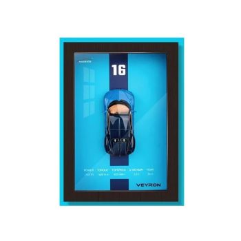 DD WORLD 1:32 Bugatti Veyron 3D Diecast Caar Model with Wooden Frame | Metal Sports Car Wall Art & Photo Display | Premium Collectible Gift for Caar Enthusiasts & Decor Lovers