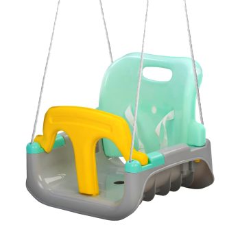 BAYBEE Plastic Baybee Baby Swing Chair for Kids 1-3 Years with Adjustable Height, High Backrest & Safety Harness, Hanging Jhula for Indoor Outdoor Balcony Garden (Yellow-Blue), 28 x 48 x 46 Cm