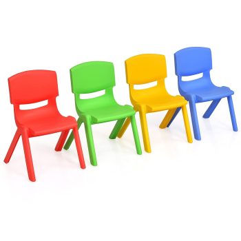Costzon Kids Chairs, Stackable Plastic Learn and Play Chair for School Home Play Room, Colorful Chairs for Toddlers, Boys, Girls (Multicolor, 4 Chairs)