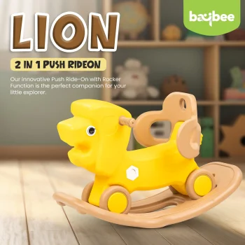 Baybee 2 in 1 Baby Horse Push Ride on Car with Rocker for Kids with Handle & Safety Guardrail (Lion)