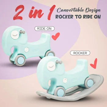 Baybee 2 in 1 Baby Horse Push Ride on Car with Rocker for Kids with Anti slip Handle (Horse)