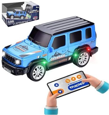 Bestie toys Mini RC Car, 1:64 Scale Off-Road Vehicle & Trailer Toy, 2.4GHz Wireless Remote Control, LED Lights, Alloy Case, MultiControl Modes, Speed/Steering Adjustable (Offroad Jeep)