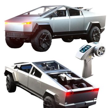 1:24 Scale Alloy Metal Cybertruck Model JJRC C8817 RC Pickup Truck LED Lights 2.4Ghz Proportional Remote Control for Kids Adults