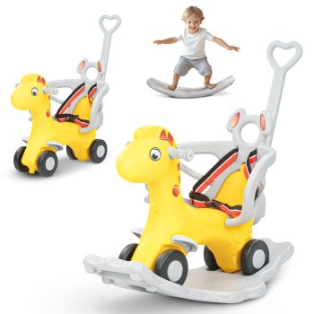 Baybee 3 in 1 Baby Rocking Horse Ride on Toy Car for Kids | Baby Rocker for Babies with Parental Handle, Balance Board & Safety Belt | Push Ride on Kids Car | Rocking Chair for Toddlers 1-3 Years
