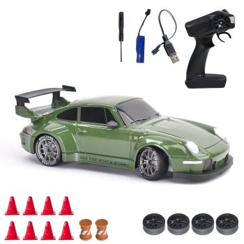 L.O.T TOYS Flare Remote Control Car | 20Kmph, 2.4Ghz | Rc Car, Rc Drifting Car, Remote, 4 Wheel Drive, Boost Mode, Long Range Remote, Hard Plastic Top with LED Head Light (Burnout Green)